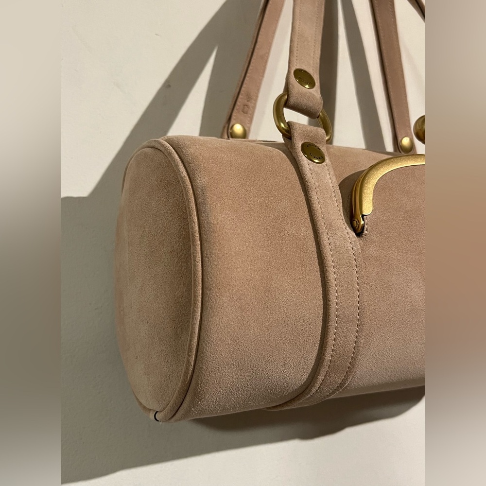 Coach suede nuage pink Kisslock barrel bag limited edition - Picture 6 of 16